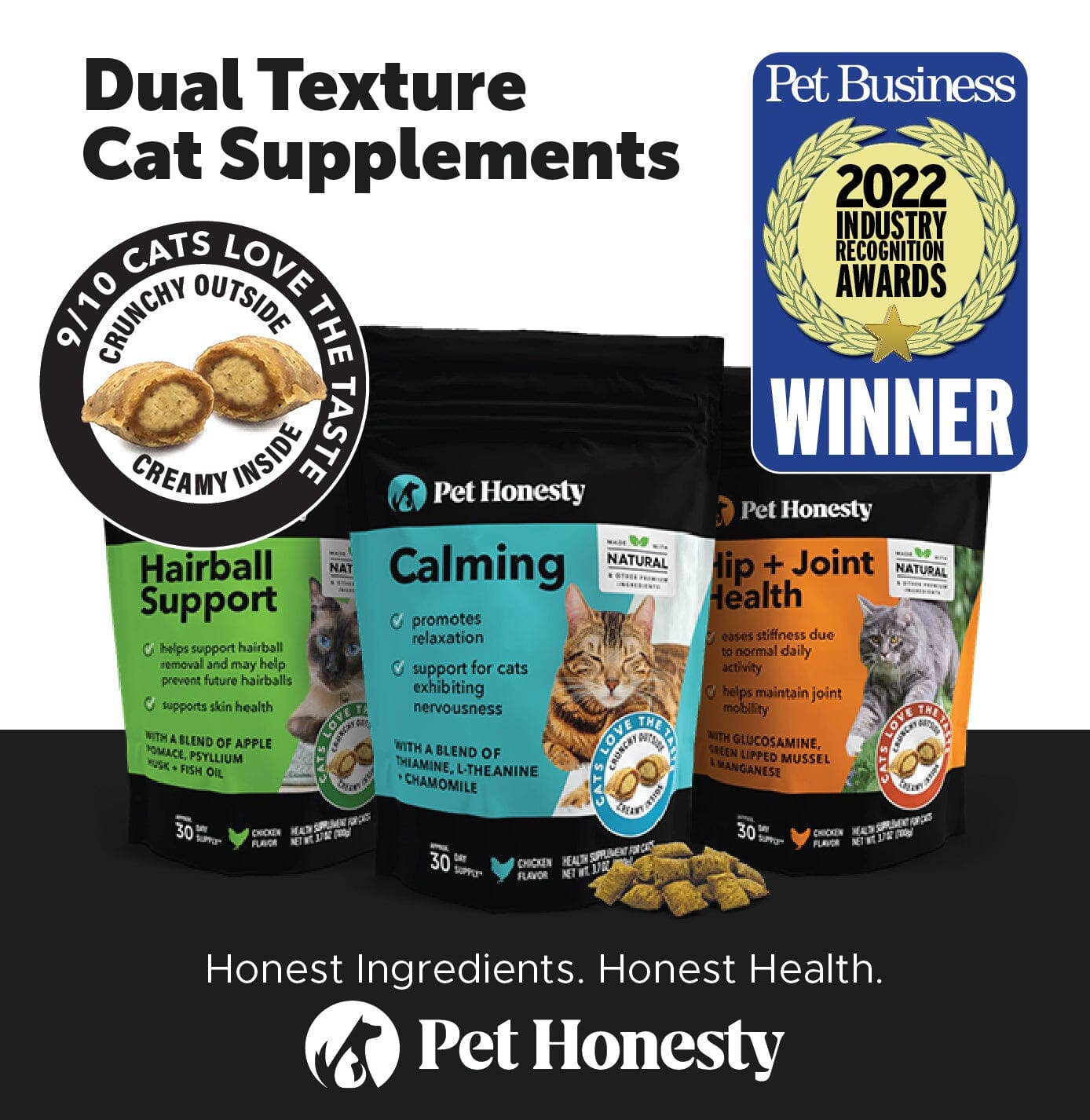 Pet Honesty - Dual Texture Hip & Joint Supplement for Cats (Chicken Flavor